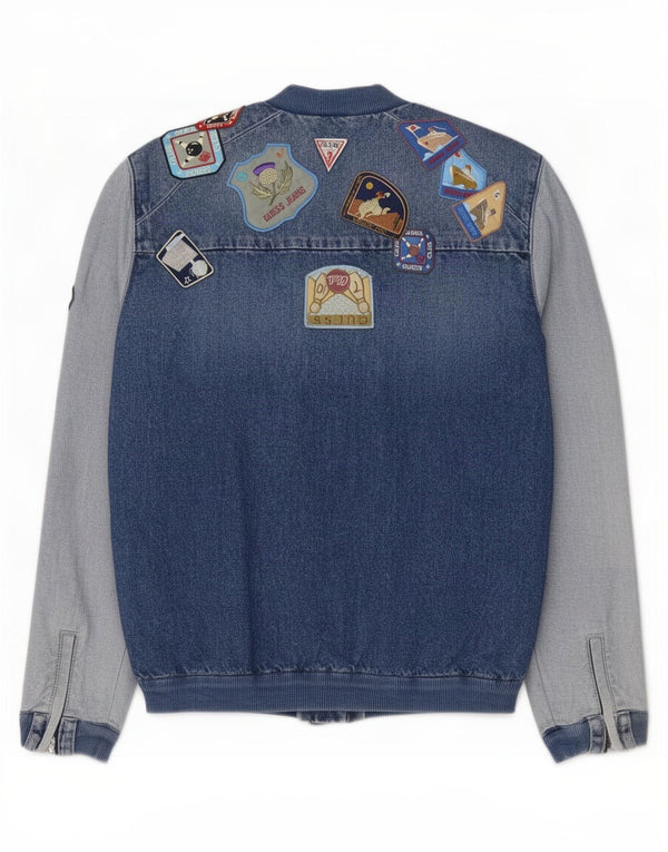 Guess Kvinders Grafisk Oversized denimjakke UK 8 Lille Blå Bomuld