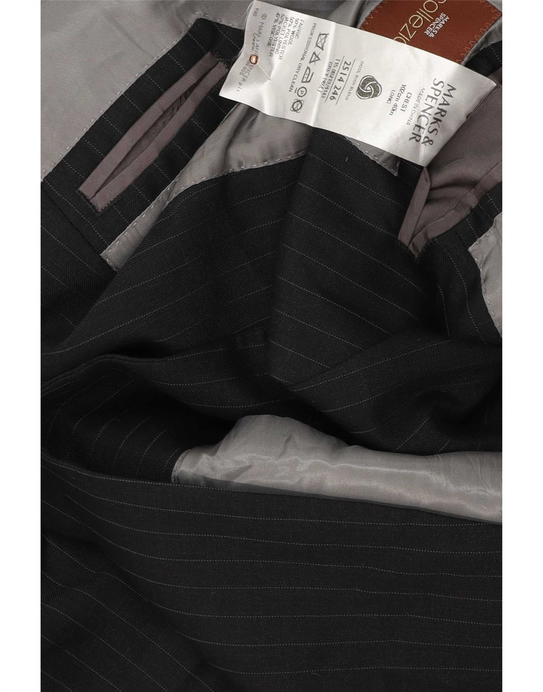 Marks & Spencer Herre 2-knaps blazerjakke UK 40 Medium Grey Pinstripe