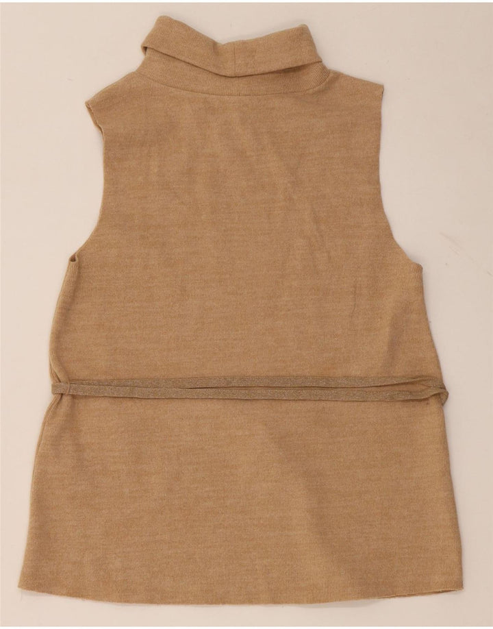 Zara Dame ærmeløs bluse Top UK 12 Medium Beige Bomuld