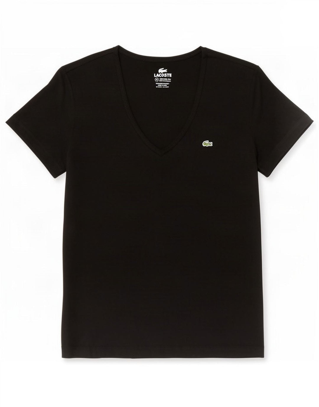 Lacoste Dame T-Shirt Top Størrelse 42 Stor Sort Bomuld