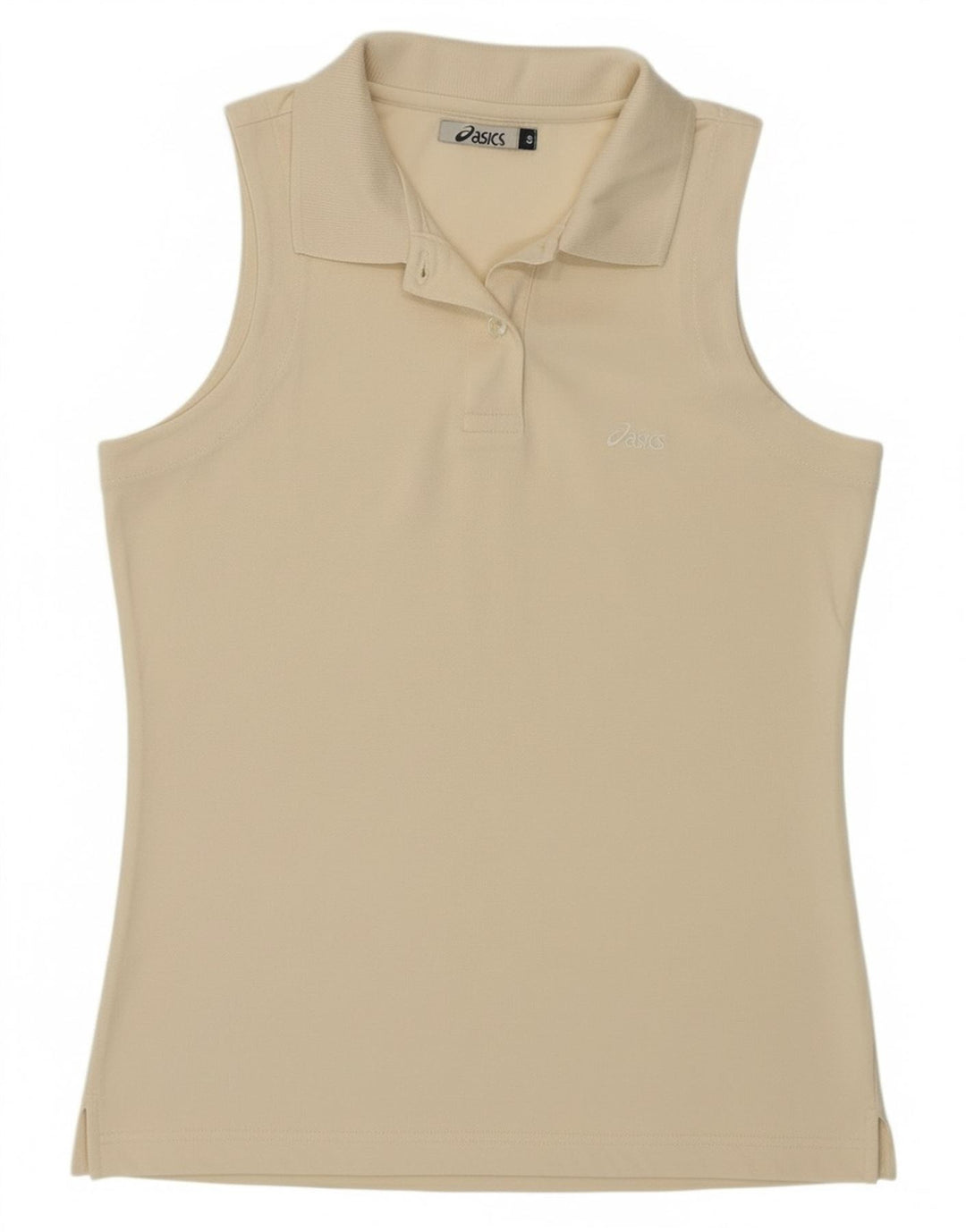 Asics Dame ærmeløs polo shirt UK 10 Small Off White Bomuld