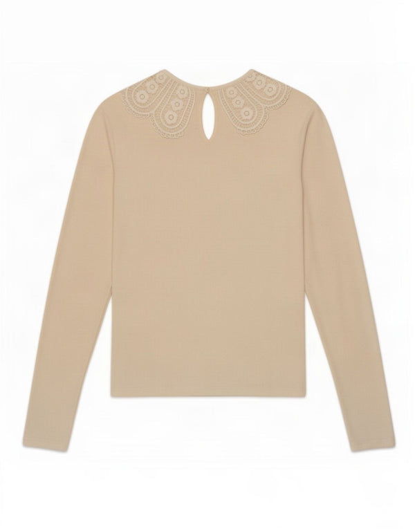 Zara Womens Crop Top Langærmet UK 8 Small Beige