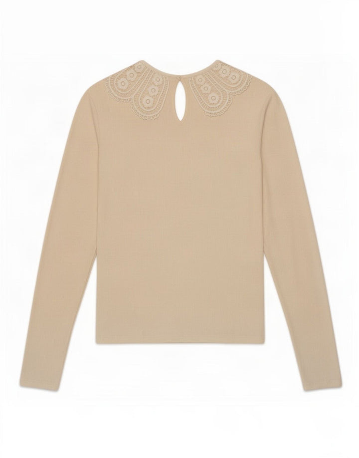 Zara Womens Crop Top Langærmet UK 8 Small Beige