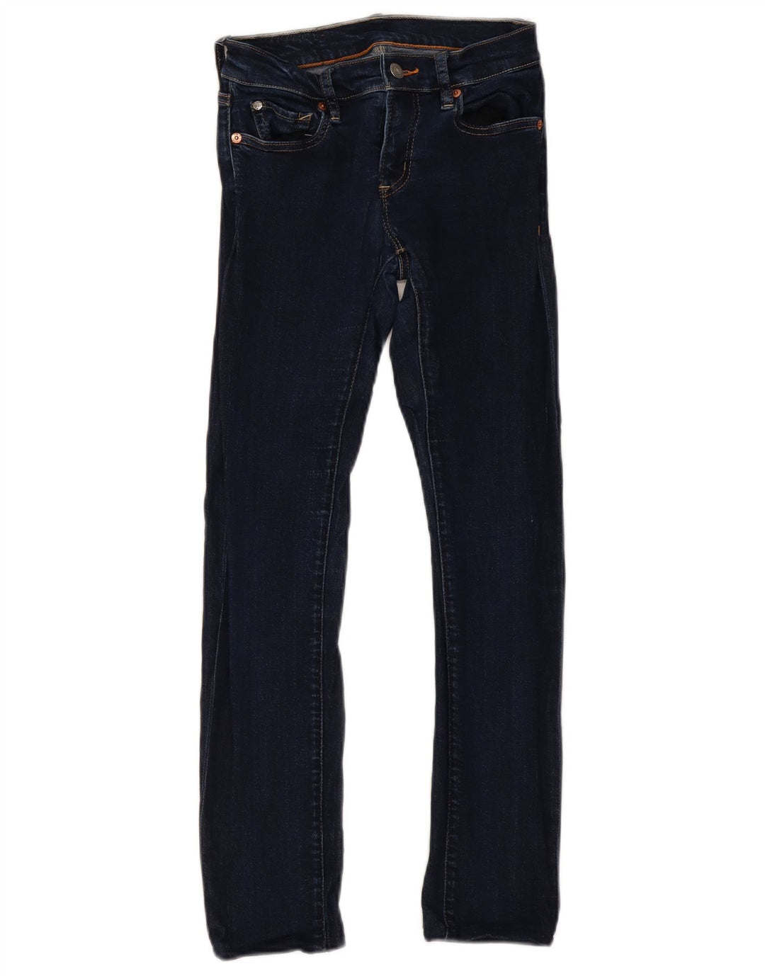 VINTAGE Womens Slim Jeans W26 L27 Navy Blue Viscose