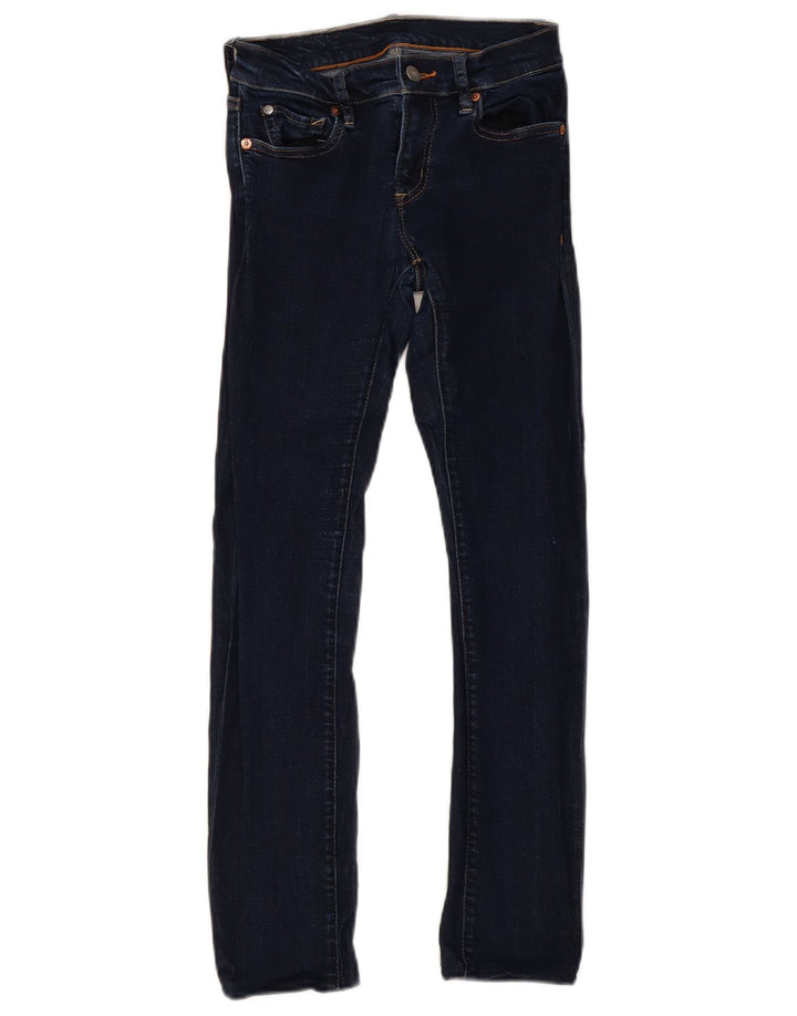 VINTAGE Womens Slim Jeans W26 L27 Navy Blue Viscose