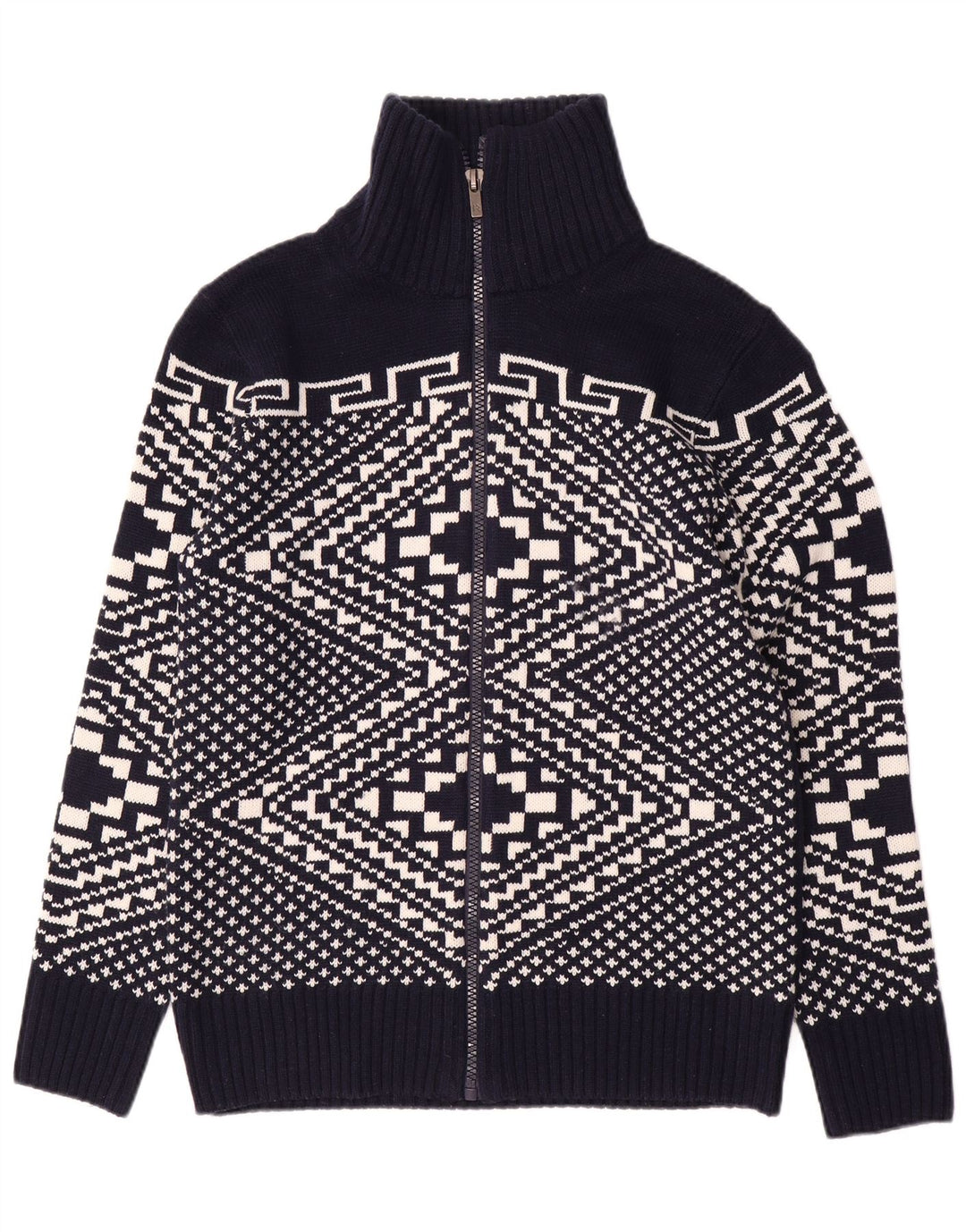 Alcott Herre Cardigan Sweater Large Navy Blue Fair Isle Akryl