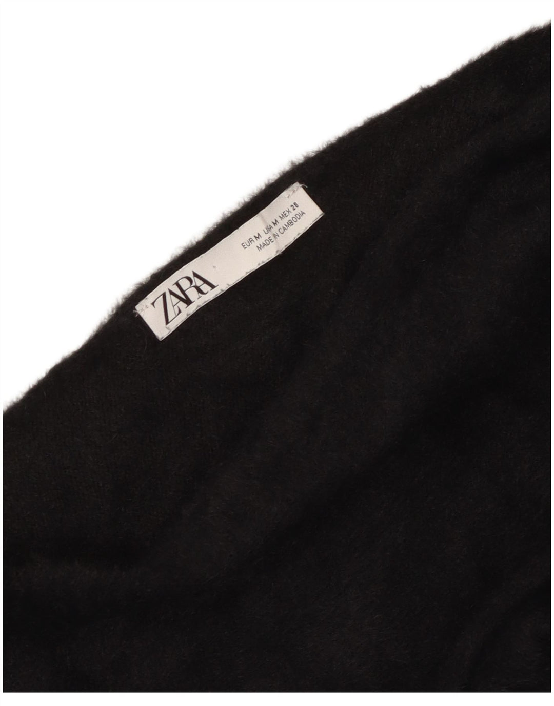 Zara Dame Crop Top Langærmet UK 14 Medium Sort