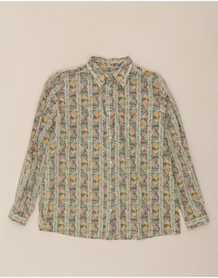 VINTAGE Womens Shirt EU 42 XL Green Floral Vintage Vintage and Second-Hand Vintage from Messina Hembry 