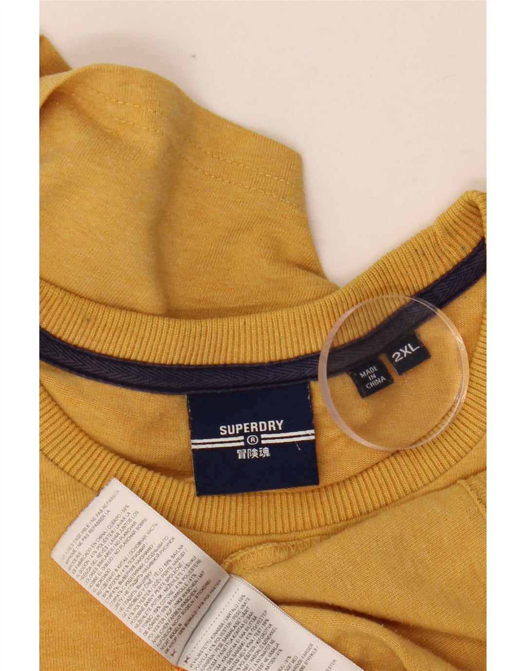 SUPERDRY Herre grafisk T-shirt top 2XL gul bomuld