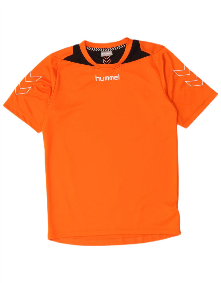 HUMMEL Herre grafisk T-shirt Top Lille Orange Colourblock Polyester