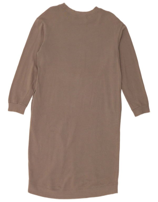 Zara Dame Langærmet Jumper Dress UK 10 Small Grey Bomuld