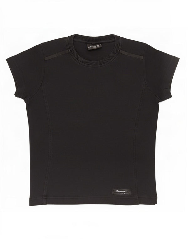 Champion Womens T-Shirt Top UK 14 Medium Black Cotton