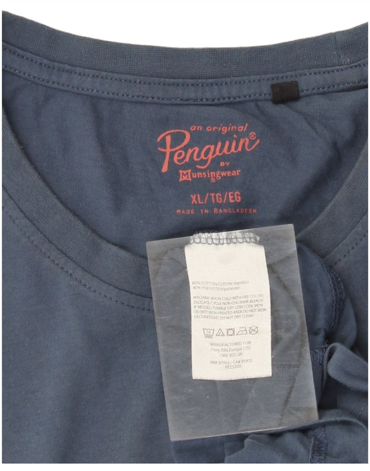 Penguin Herre Grafisk T-Shirt Top XL Blå Bomuld
