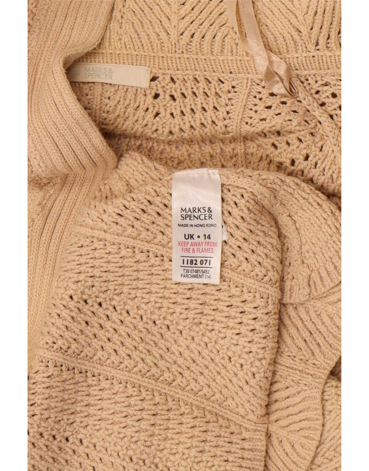 Marks & Spencer Dame Longline Åben Cardigan Sweater UK 14 Large Beige