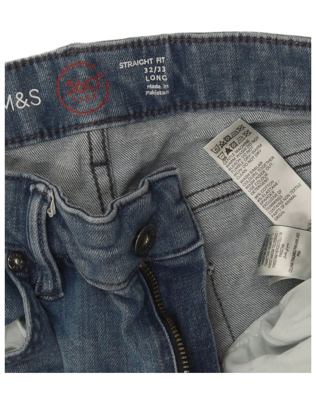 Marks & Spencer Straight Jeans til mænd W32 L33 Blå bomuld