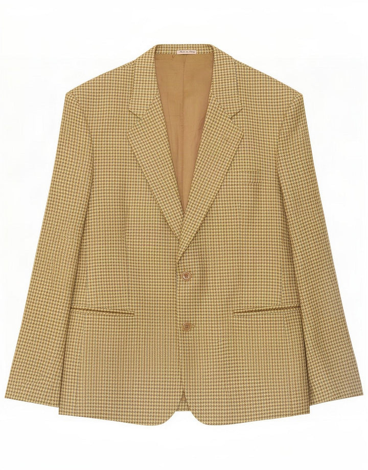 Vintage Herre 2-knaps blazerjakke UK 40 Large Khaki Houndstooth Wool
