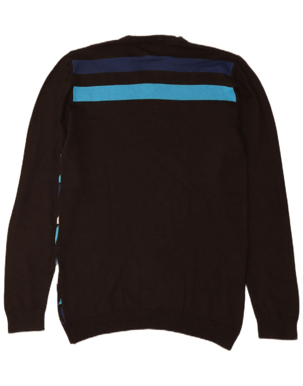 Energie Herre abstrakt mønster V-hals sweater 2XL flerfarvet uld