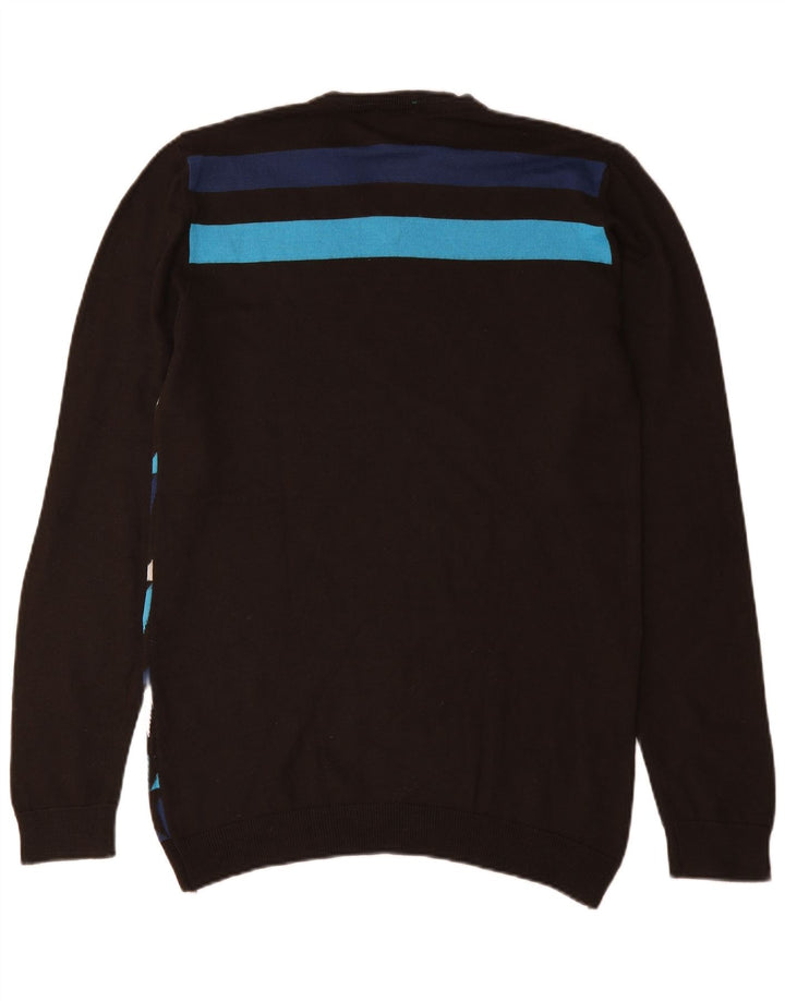 Energie Herre abstrakt mønster V-hals sweater 2XL flerfarvet uld