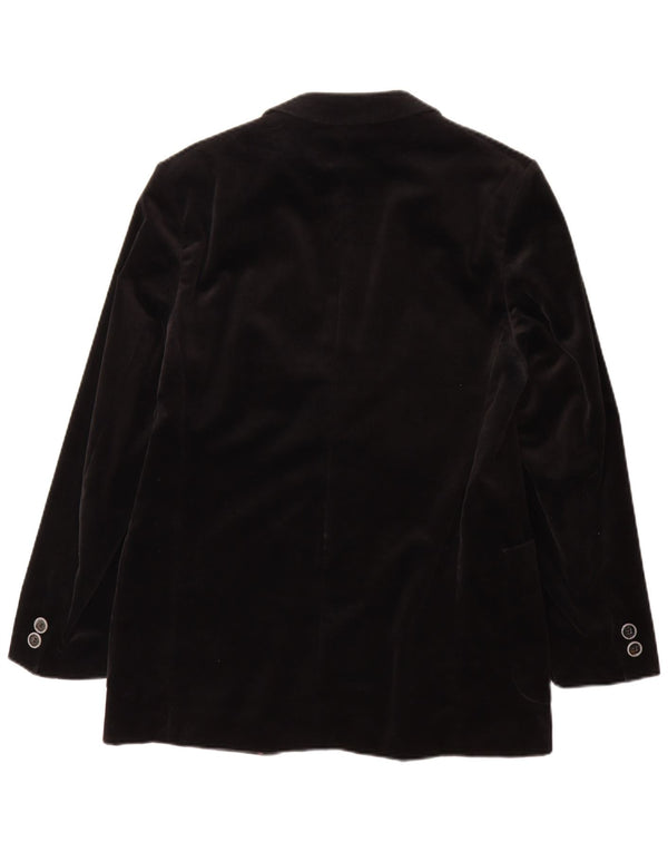Jeunesse Herre 2 Button Velvet Blazer Jacket UK 38 Medium Sort Bomuld