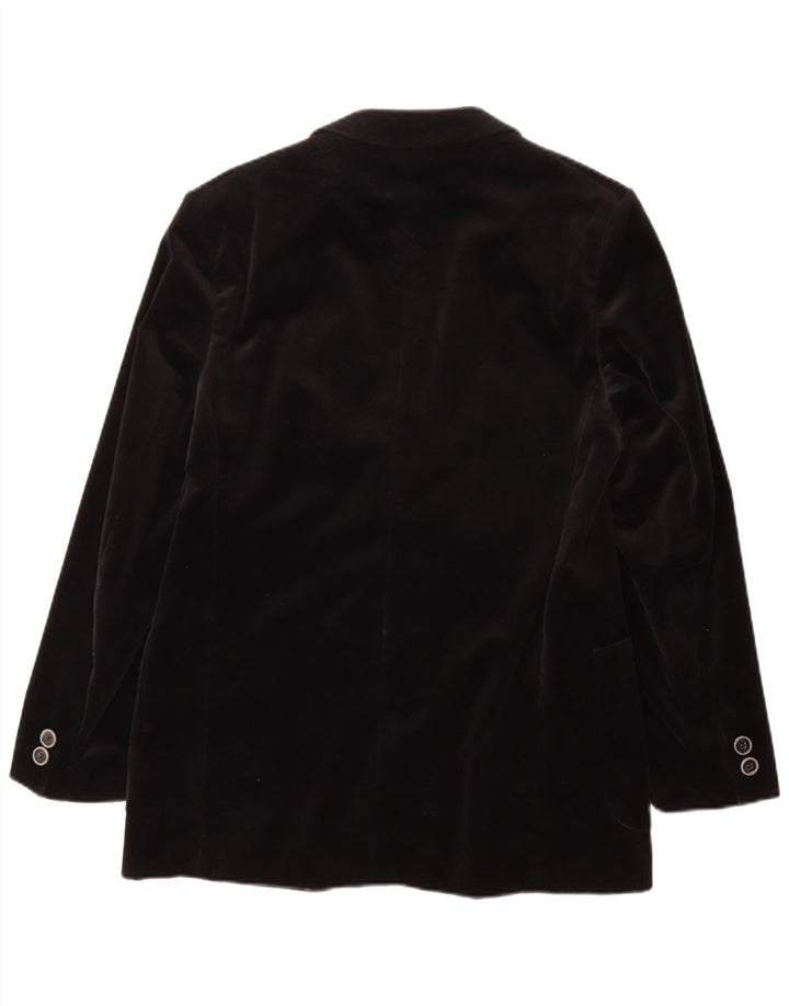 Jeunesse Herre 2 Button Velvet Blazer Jacket UK 38 Medium Sort Bomuld
