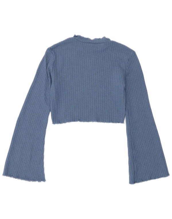 Vintage Dame Crop Top Langærmet UK 4 XS Blå