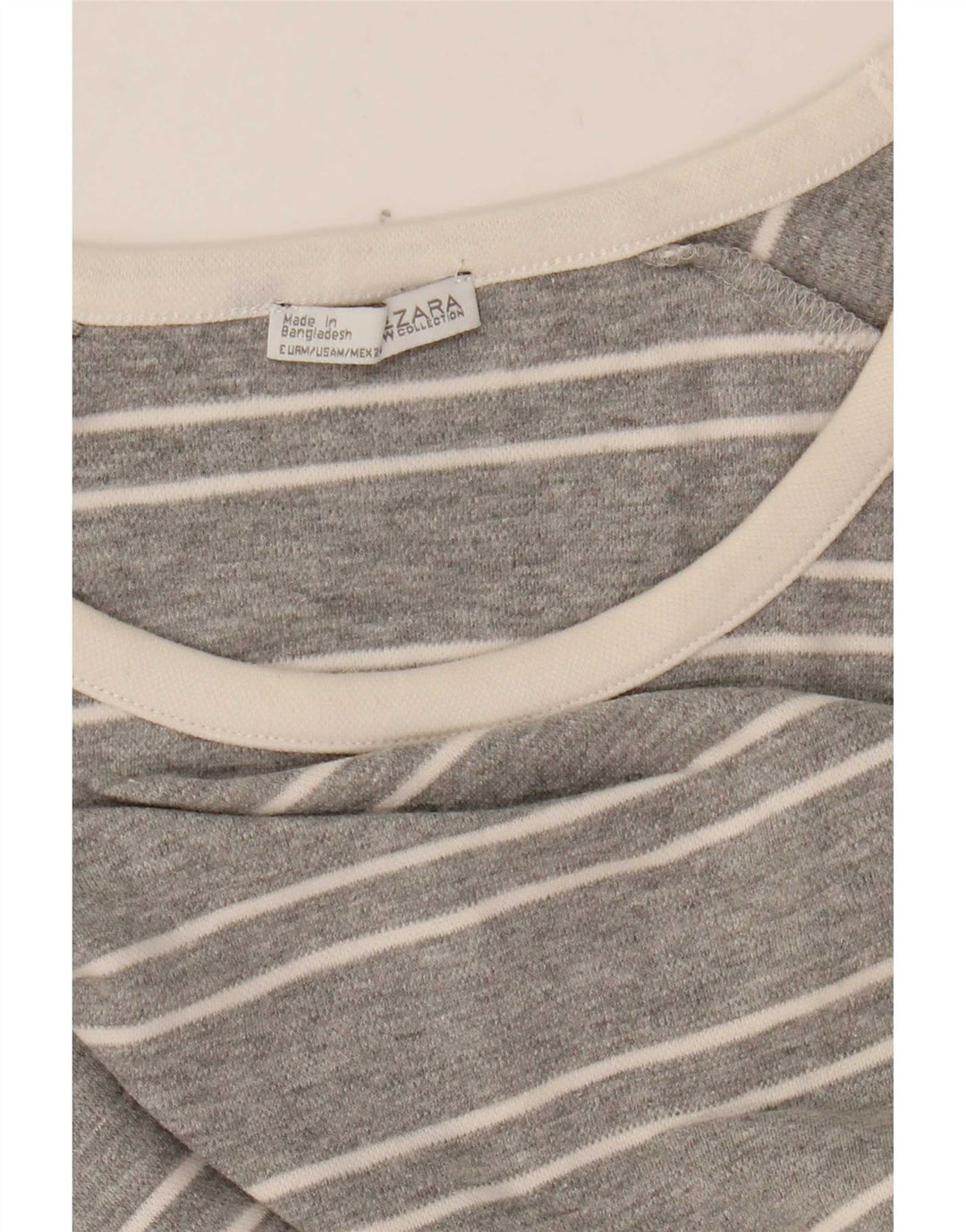 Zara Dame Top Langærmet UK 14 Medium Grå Stribet