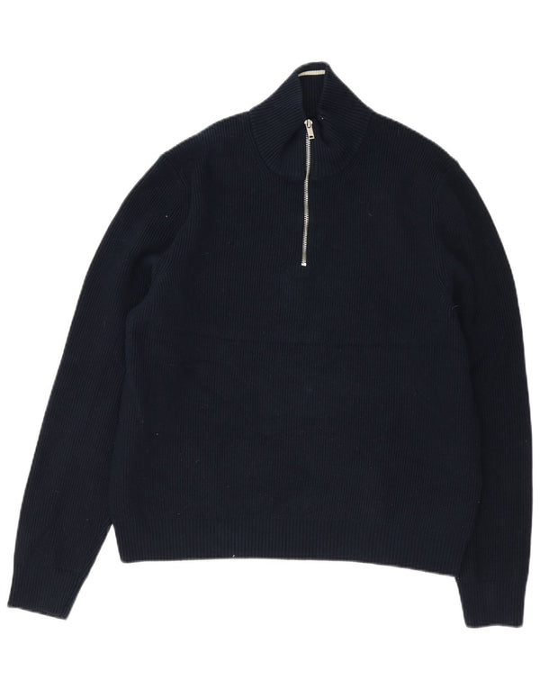 Marks & Spencer Herre sweater med lynlåshals XL marineblå bomuld