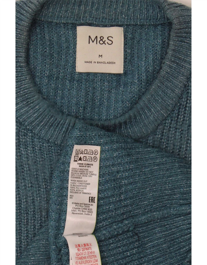 Marks & Spencer Herre sweater med rund hals, mellemblå polyamid