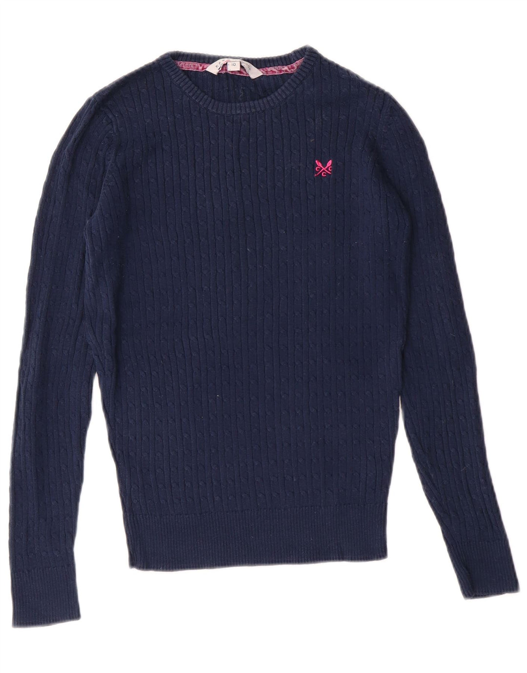 Besætningstøj Dame Boat Neck Jumper Sweater UK 10 Small Navy Blue Classic