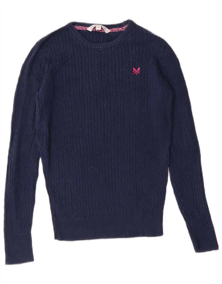 Besætningstøj Dame Boat Neck Jumper Sweater UK 10 Small Navy Blue Classic