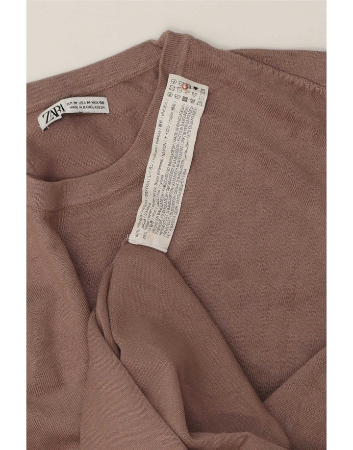 Zara Herre sweater med rund hals, medium brun viskose