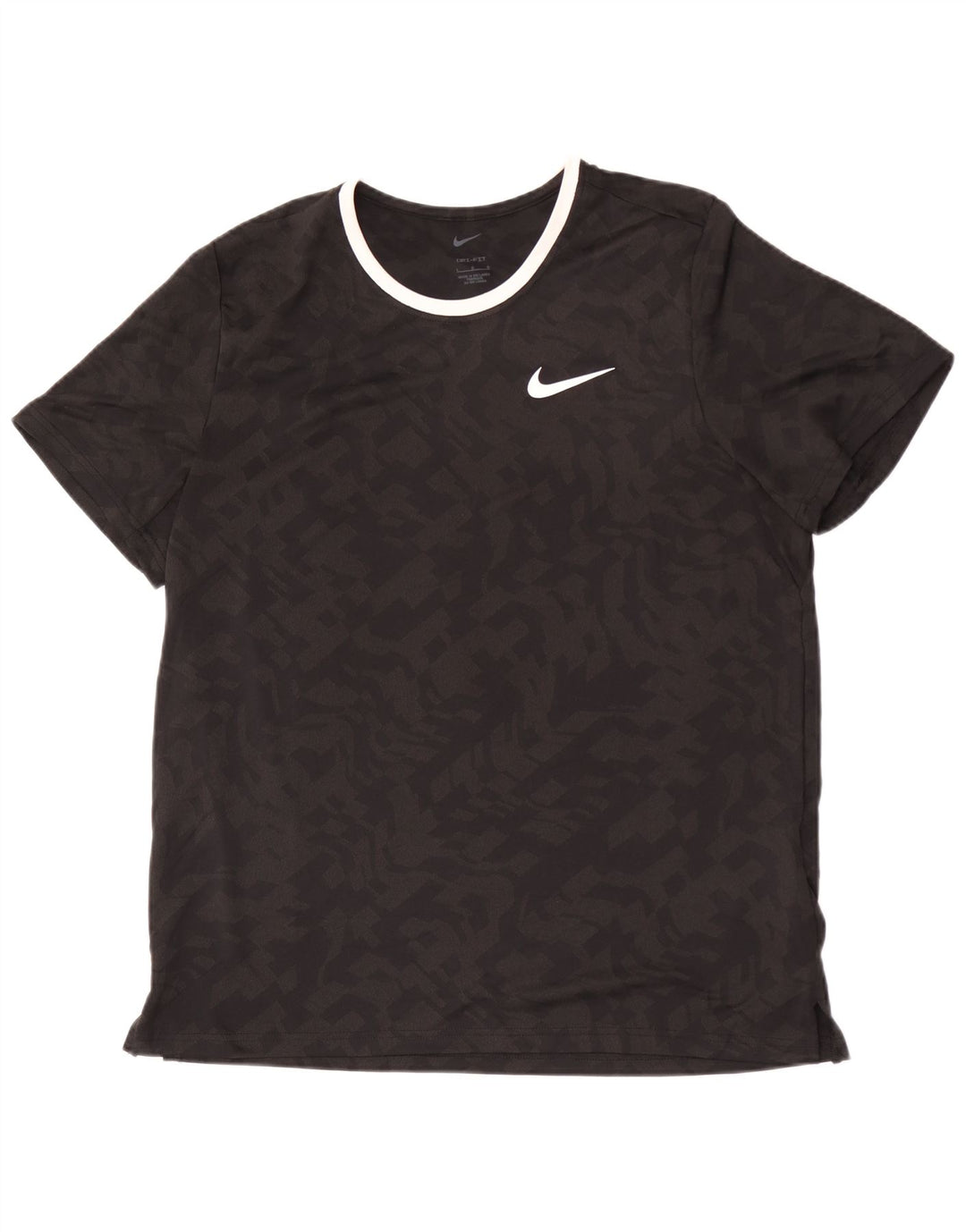 Nike Herre Dri Fit T-Shirt Top Stor Sort Camouflage Polyester