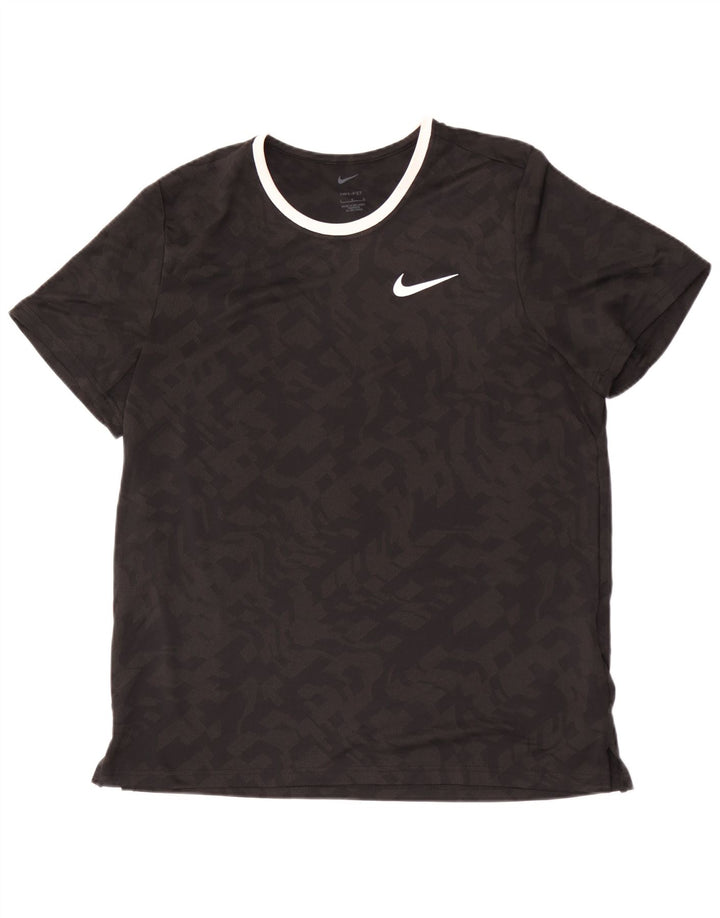 Nike Herre Dri Fit T-Shirt Top Stor Sort Camouflage Polyester