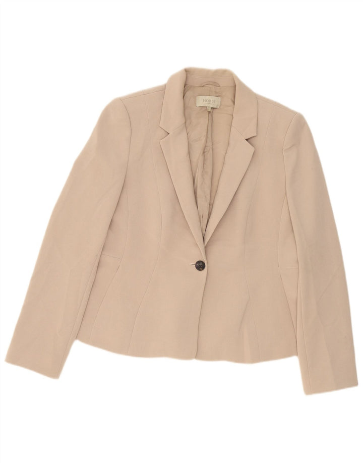 Hobbs Dame 1 Knap Blazer Jacket UK 16 Stor Beige Polyester