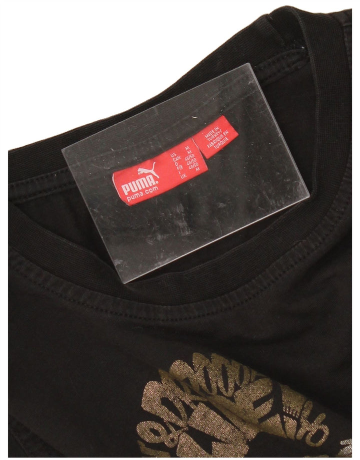 PUMA Mens Graphic T-Shirt Top Medium Black Cotton