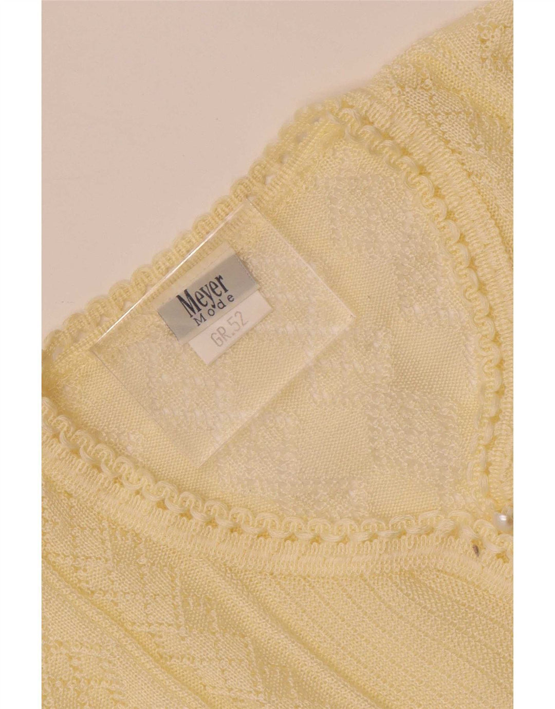 Vintage strikbluse til kvinder IT 52 2XL Off White polyakryl