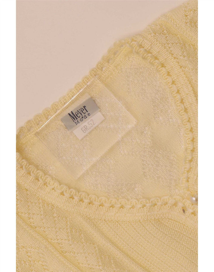 Vintage strikbluse til kvinder IT 52 2XL Off White polyakryl