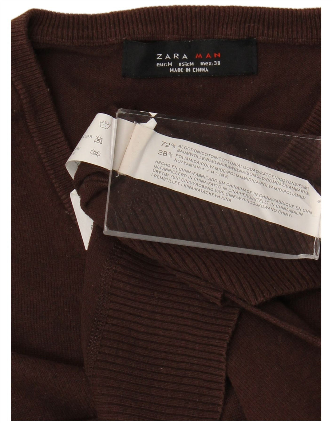 Zara Herre V-hals sweater Medium Brun Bomuld