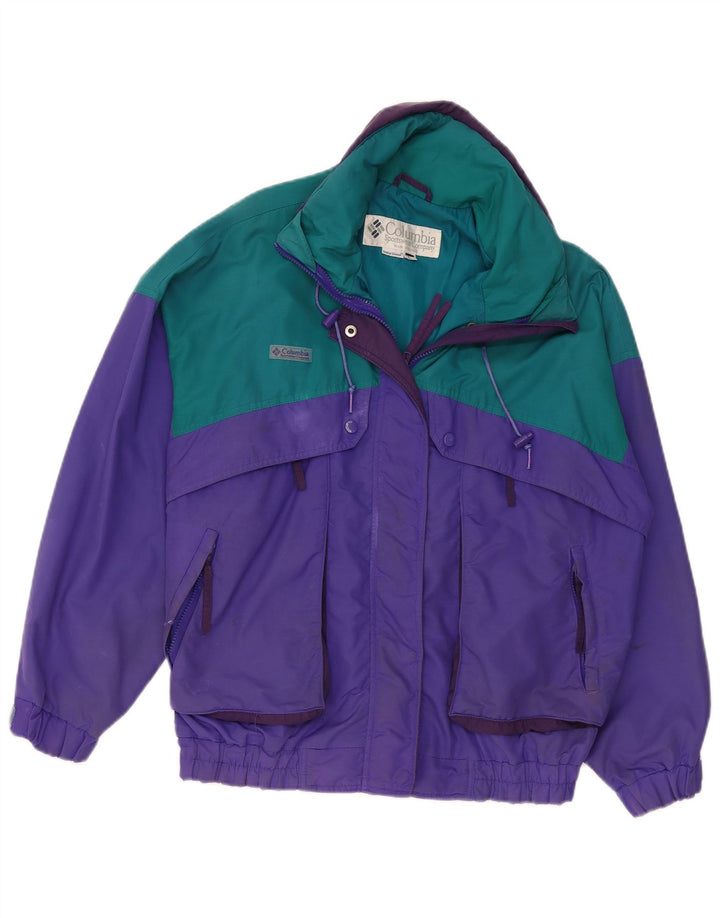 Columbia Dame Oversized Windbreaker Jacket UK 16 Large Purple Colourblock