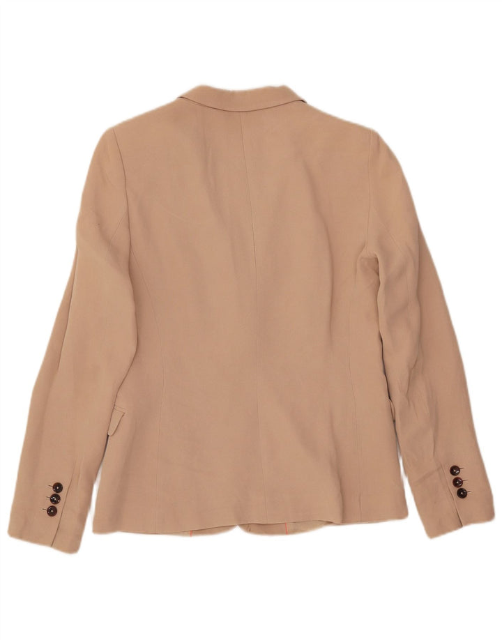 Massimo Dutti Dame 1 Knap Blazer Jakke EU 38 Lille Beige Akryl