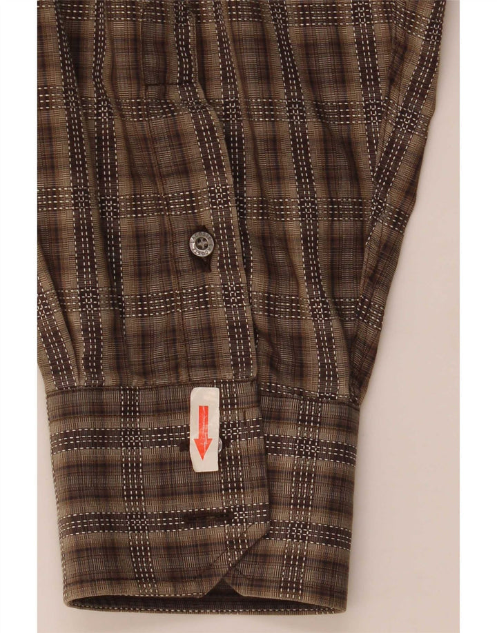 Lacoste herreskjorte str. 45 XL brun ternet bomuld