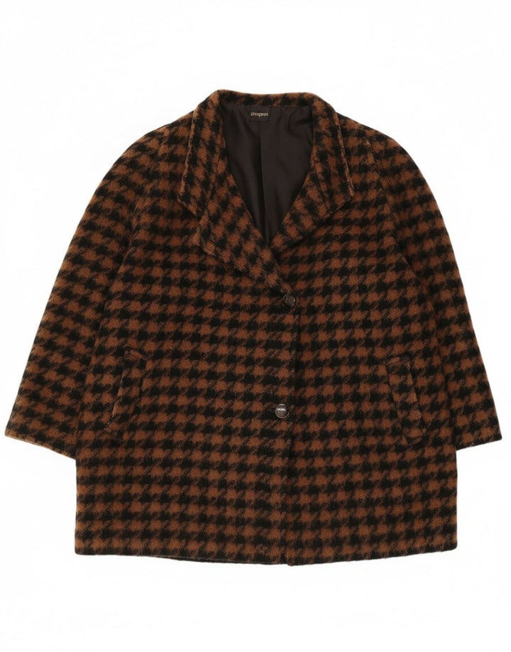 ELENA MIRO Oversize overfrakke til kvinder IT 43 Medium Brown Houndstooth Retro