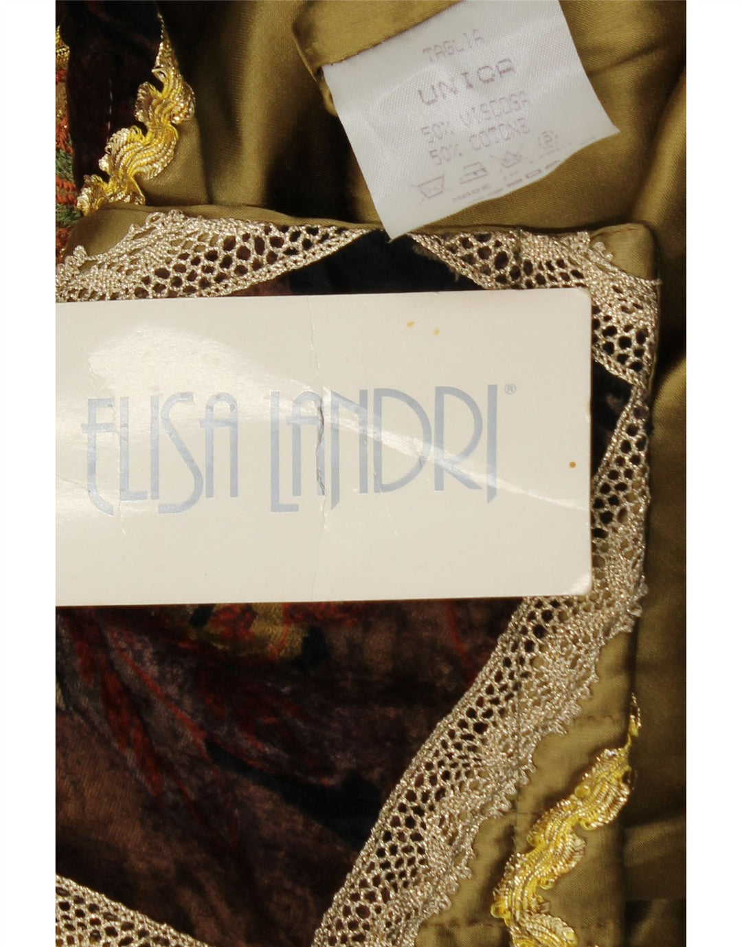 ELISA LANDRI Dame Blazer Jacket UK 16 Large Khaki Patchwork Viscose