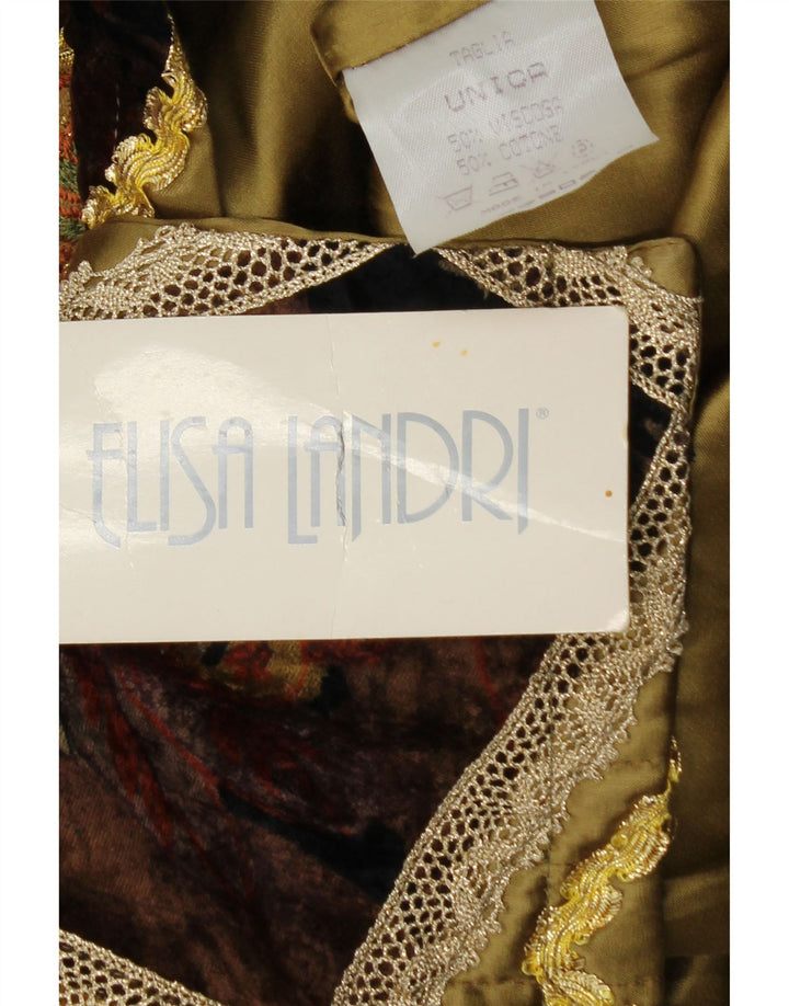 ELISA LANDRI Dame Blazer Jacket UK 16 Large Khaki Patchwork Viscose