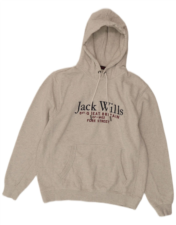 Jack Wills Grafisk hættetrøje til mænd, stor grå flækket bomuld