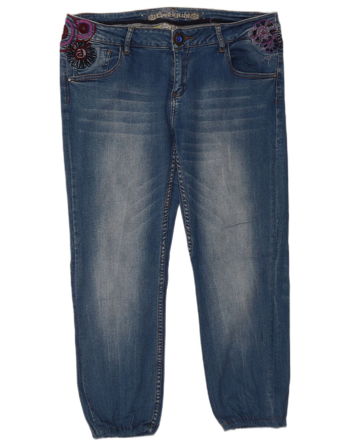 DESIGUAL Herre cropped jeans W36 L24 Blue Floral