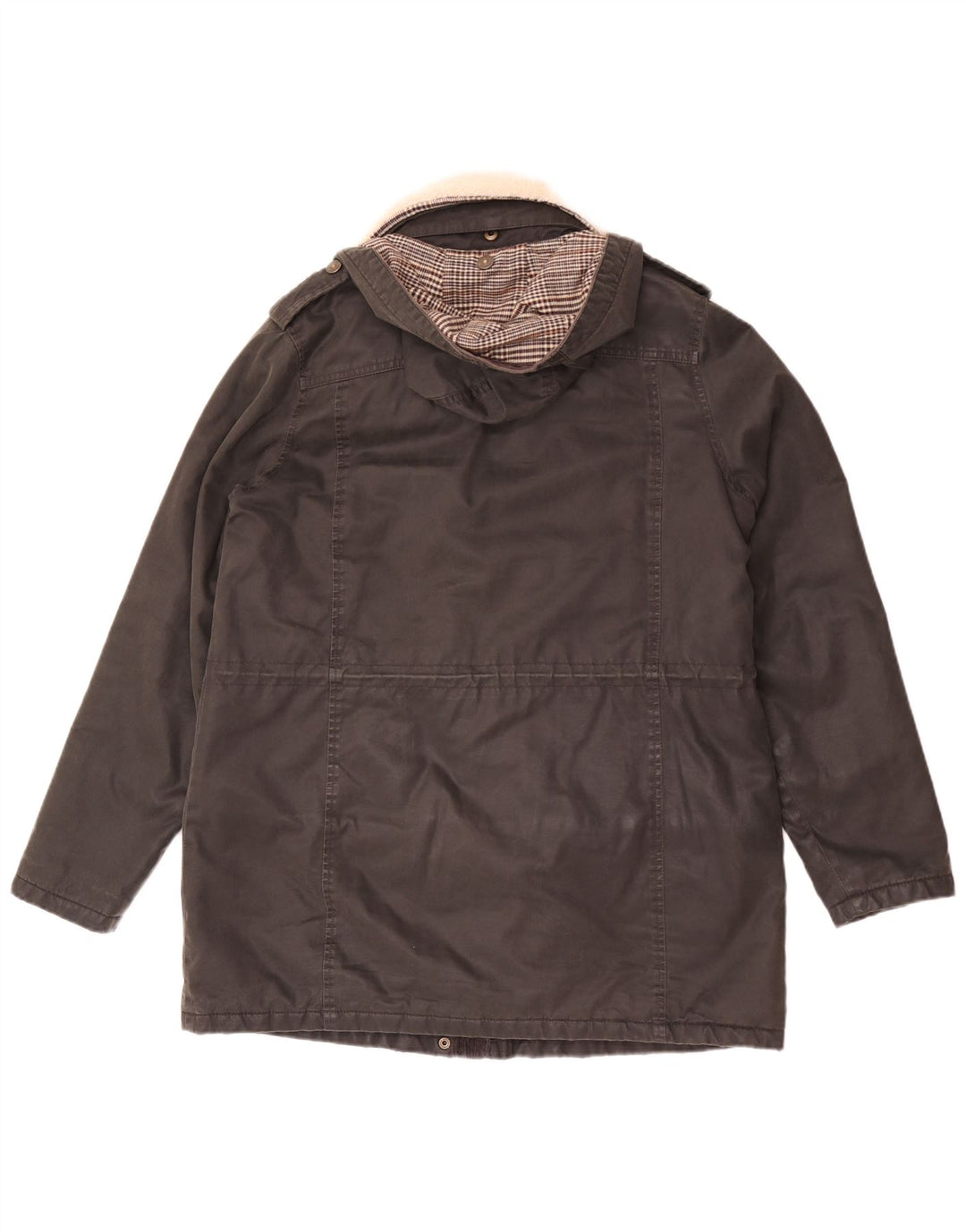 Fat Face Dame Hooded Parka Jacket UK 12 Medium Sort Bomuld