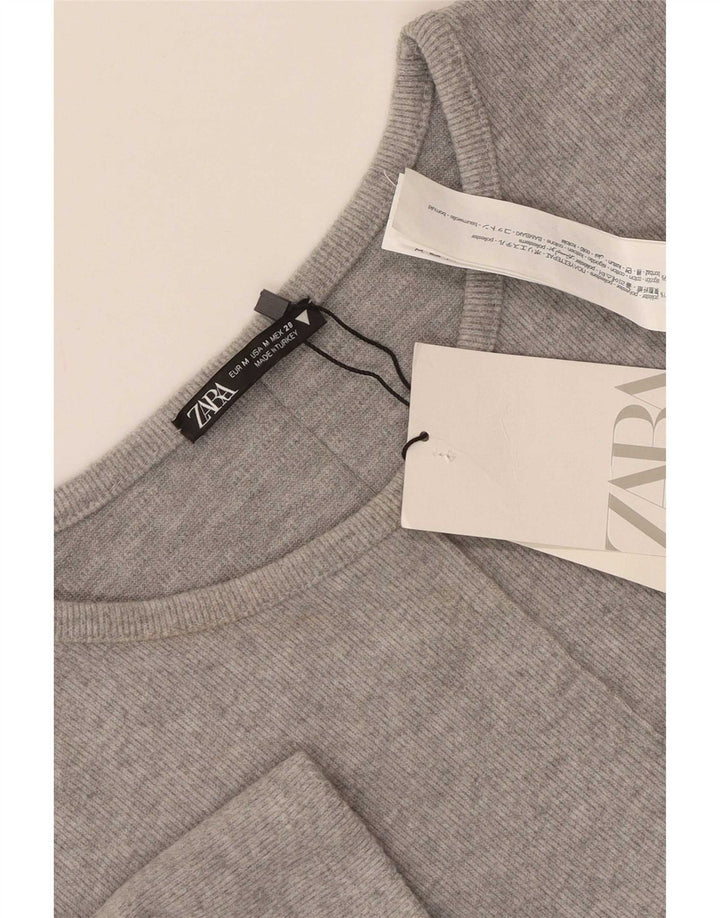 Zara Womens Shift Dress UK 12 Medium Grey Polyester