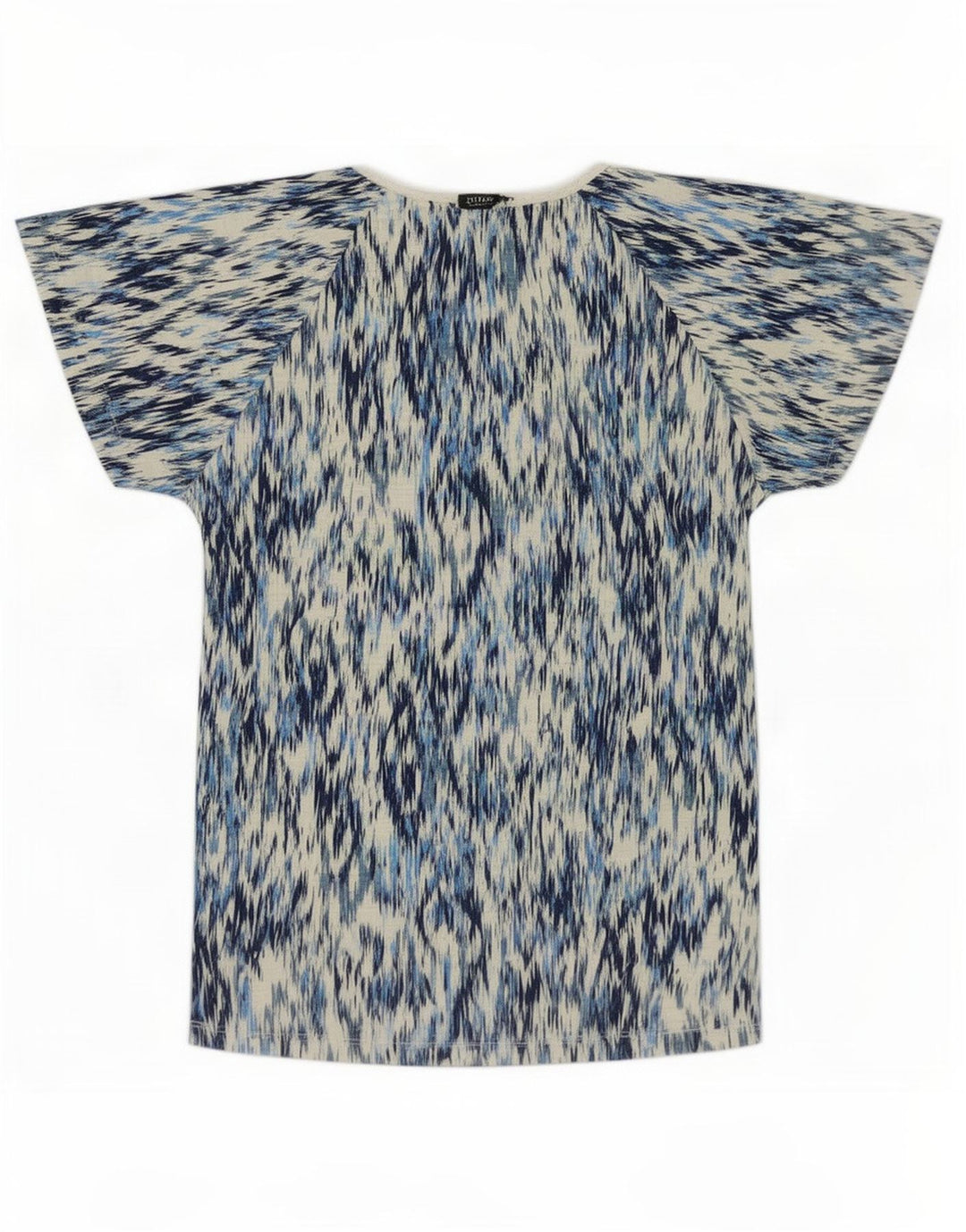 M&Co Damebluse Top UK 10 Lille Blå Ikat Bomuld