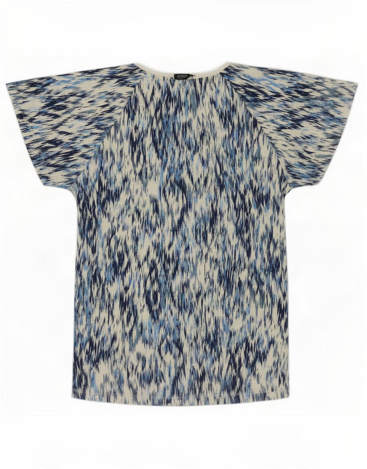 M&Co Damebluse Top UK 10 Lille Blå Ikat Bomuld